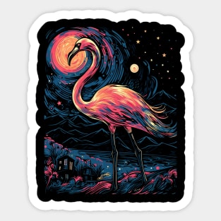 Starry Night Flamingo Gifts Retro Vintage Funny Beach Summer Sticker